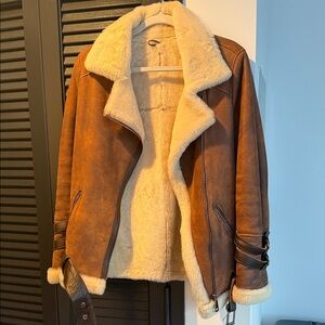 Brown Shearling Lined Women's Jacket
